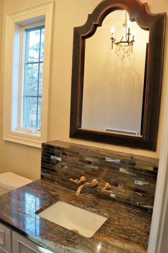 Small transitional 3/4 bathroom photo in Columbus