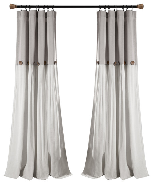 Linen Button Single Window Panel - Contemporary - Curtains - by Lush Decor  | Houzz
