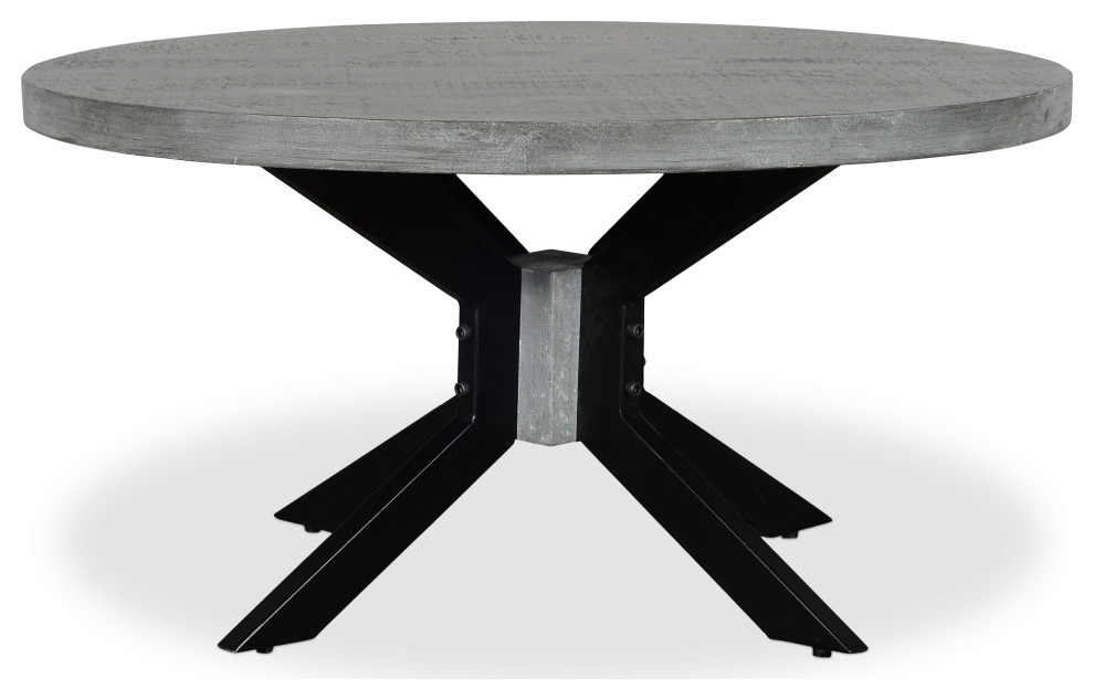ROOT Grey Mango Wood Round Dining Table - Industrial - Dining Tables ...