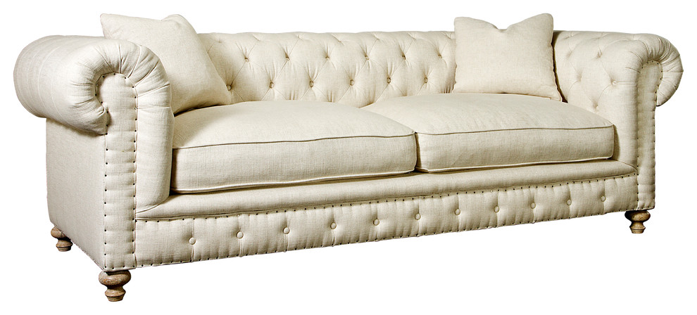 Greenwich Tufted Sofa, Natural, 96"