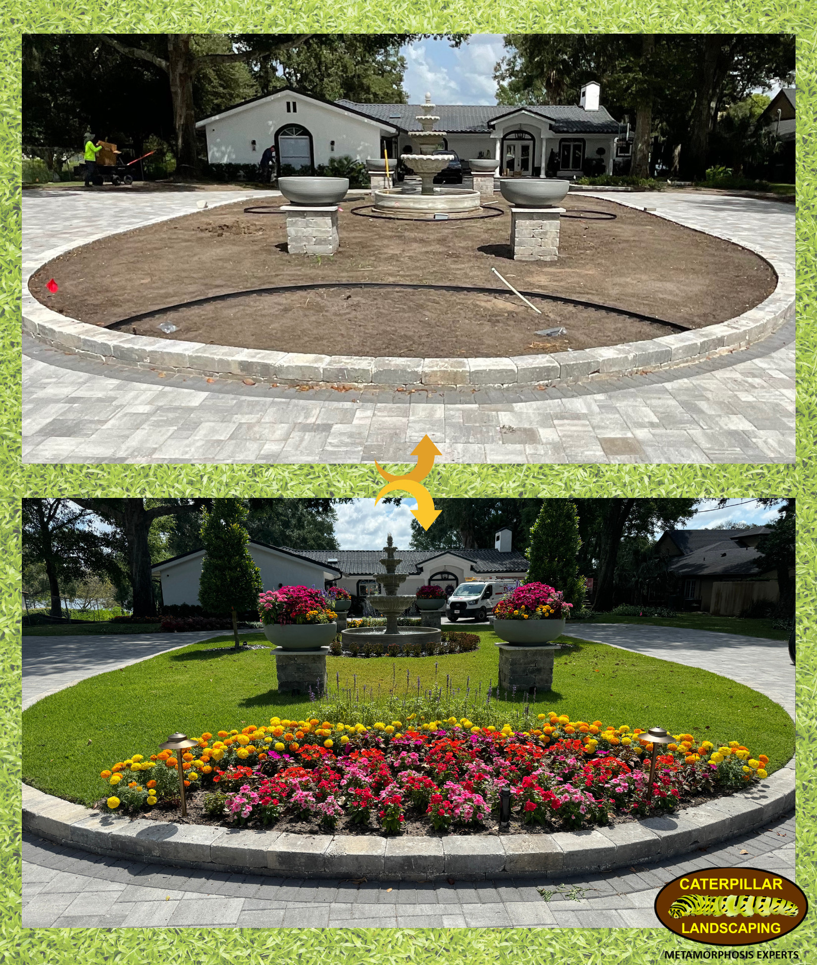 Before and After Front Yard Flower bed and Artificial Turd
