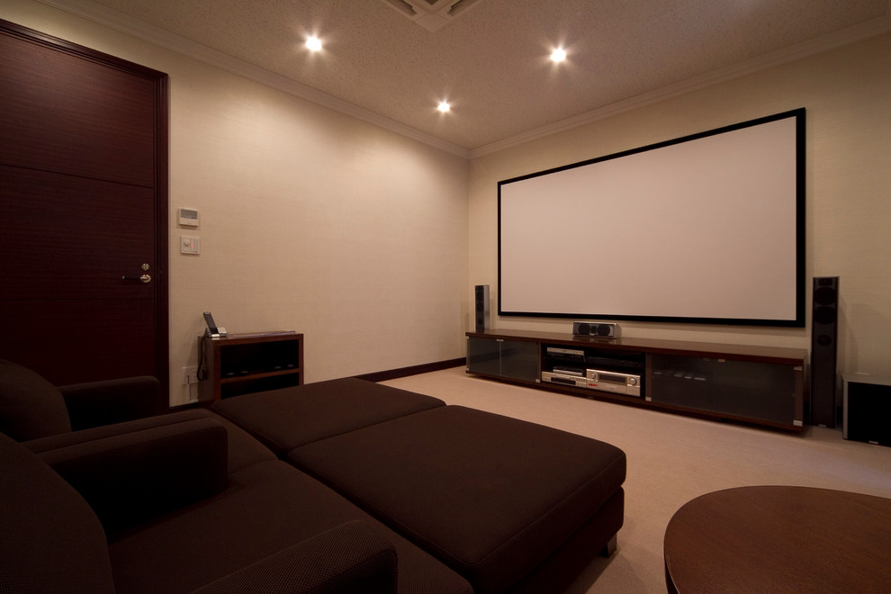 This is an example of a modern home theatre in Tokyo.