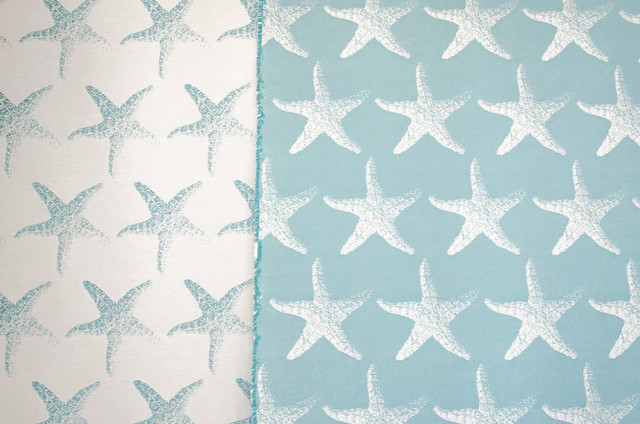 StarFish Fabric Blue Star Fish Reversible Upholstery