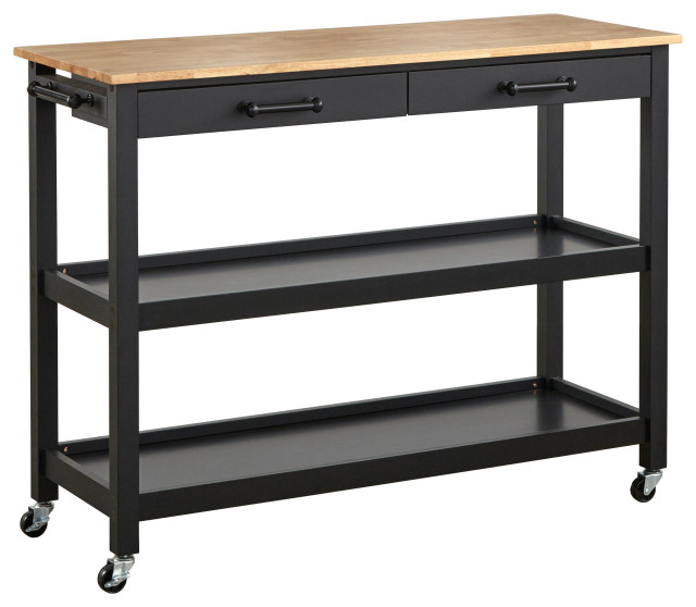 Arlington Kitchen Cart, Black Transitional Kitchen Islands And