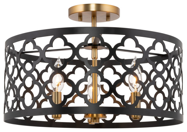 black and antique brass ceiling light