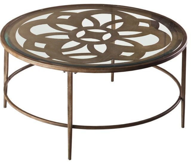 Bowery Hill Traditional Round Coffee Table in Clear Glass