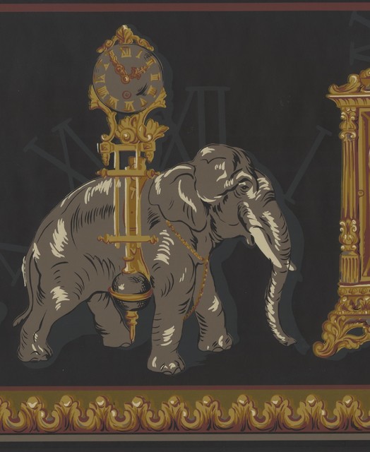 Antique Clocks Elephant Charcoal Gray Extra Wide Wallpaper Border Retro Design Mediterranean Wallpaper By Euro Home Decor Antique Clocks Elephant Charcoal Gray Extra Wide Wallpaper Border Retro Design Mediterranean Wallpaper By Euro Home Decor