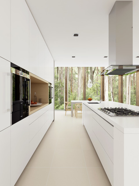White Minimalist Modern Kitchen Sydney by Dan 