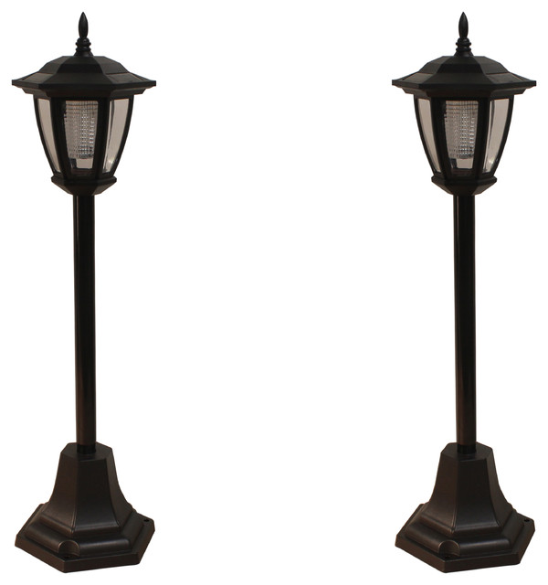 Compact Solar Powered Vintage Lamp Post Lights Set Of 2 Compact Solar Powered Vintage Lamp Post Lights Set Of 2 Traditional By Myfun Corp