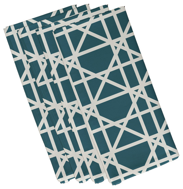 Trellis Geometric Print Napkin, Set of 4 Contemporary Napkins by