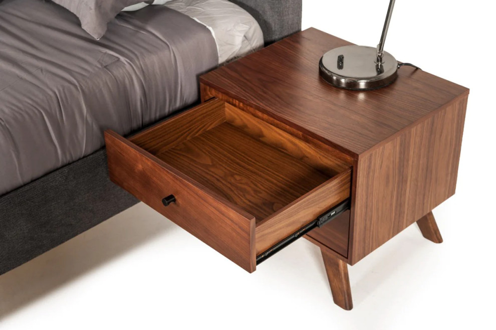 Zara MidCentury Modern Walnut Nightstand Midcentury Nightstands