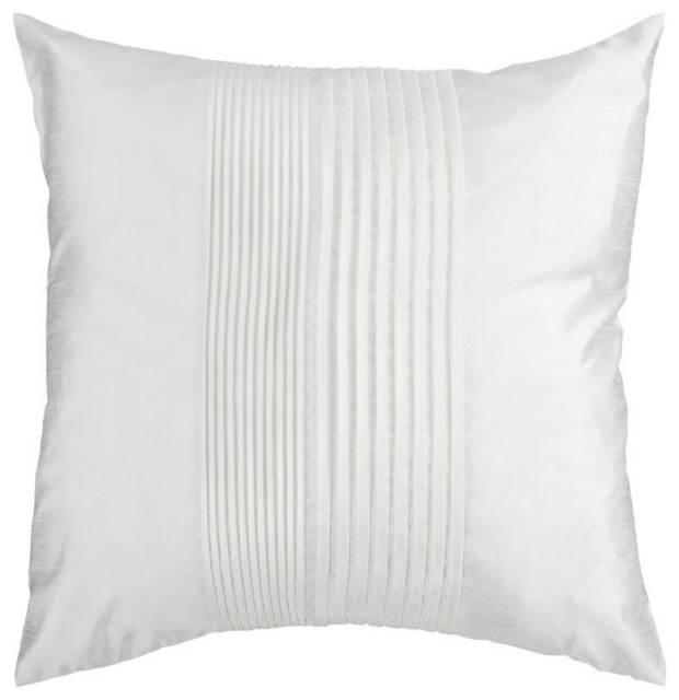 Solid Pleated HH017 18"H x 18"W Square Pillow Cover in White