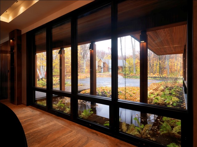 Quaker Bluff Residence rustic-hallway-and-landing