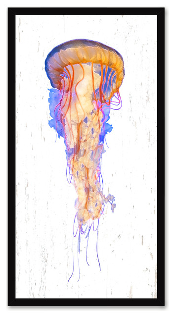 Brown Jellyfish Reproduction Painting, 19"x38"