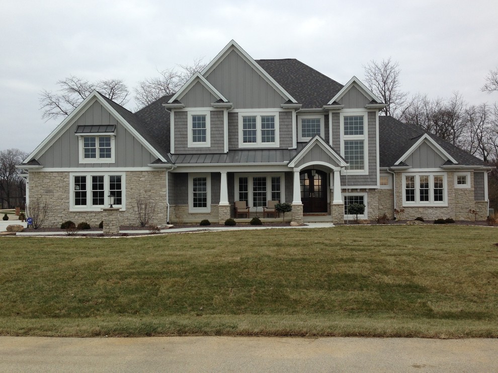 Example of a transitional exterior home design in Chicago