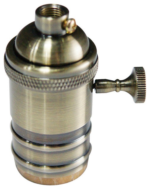 Antique Brass Lamp Socket With Screw On/OFF Switch for E26/E27 Bulbs