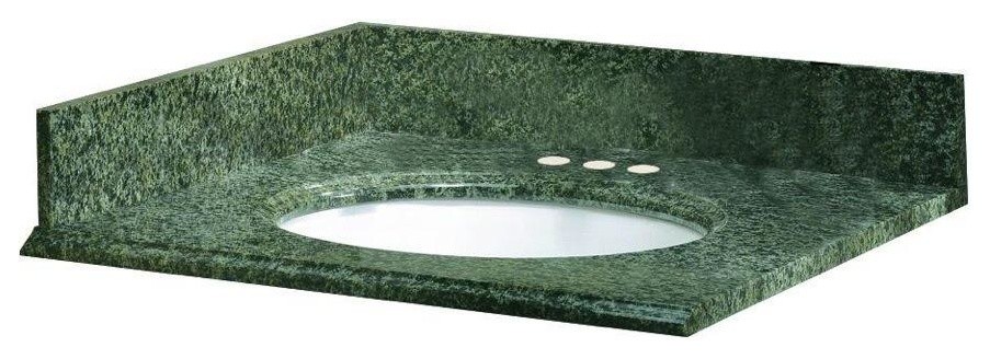 Pegasus 25in. x 22in. Granite Vanity Top with White Bowl and 4in. Faucets Spread