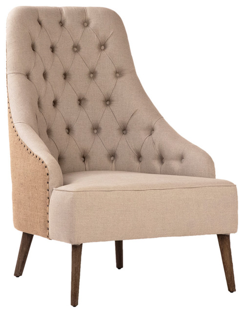 Burlap Back Easy Chair Midcentury Armchairs And Accent Chairs