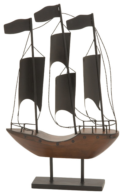 Artistically Designed Metal Wood Sailboat