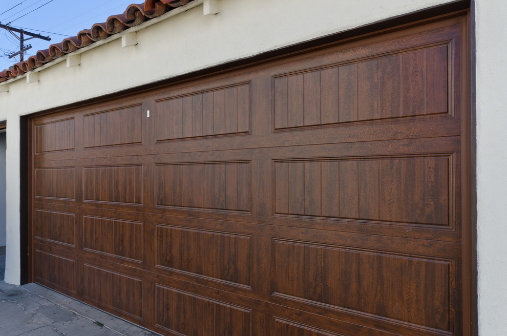 Wood Gates And Matching Garage Door Mediterran Garage