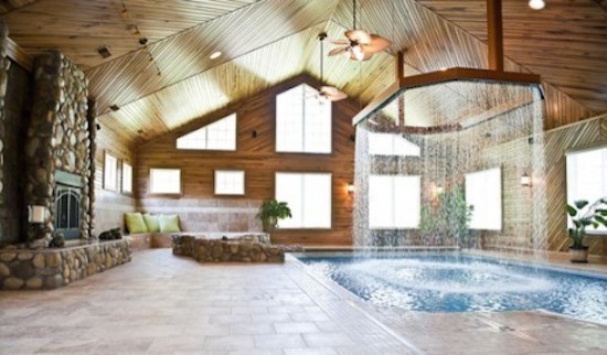 Inspiration for a large indoor indoor pool house remodel