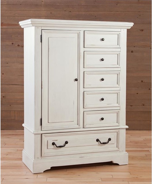 American Woodcrafters Stonebrook Antique White Wood Gentleman's Chest ...