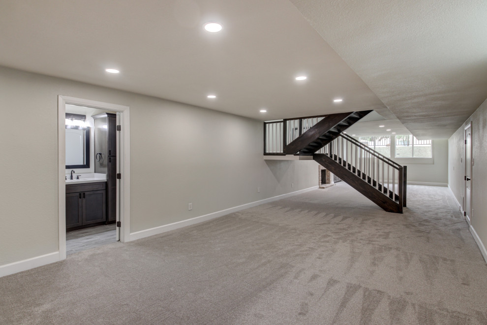Transitional carpeted and gray floor basement photo in Phoenix