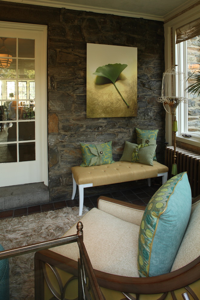 Inspiration for an eclectic sunroom in Portland Maine.