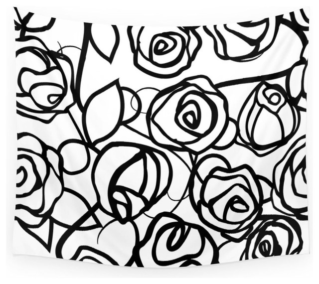 Society6 Bold Black Rose Print Wall Tapestry Contemporary