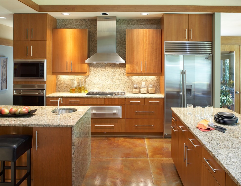 Design ideas for a modern kitchen in Milwaukee with granite benchtops.