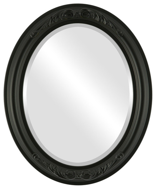 Florence Framed Oval Mirror In Matte Black 23 X33