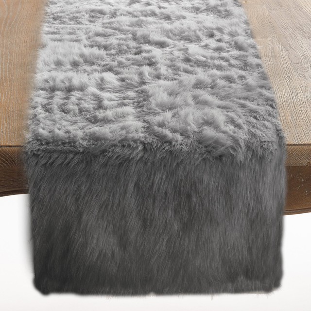Juneau Faux Fur Table Runner Contemporary Table Runners by Fennco