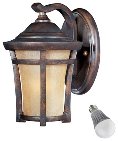 Outdoor Wall Light With Golden Frost Glass and LED Bulb, 40162GFCO 8W LED