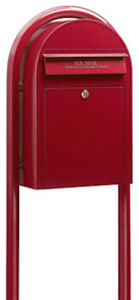 USPS Bobi Classic Mailbox With Round Mailbox Post, Red