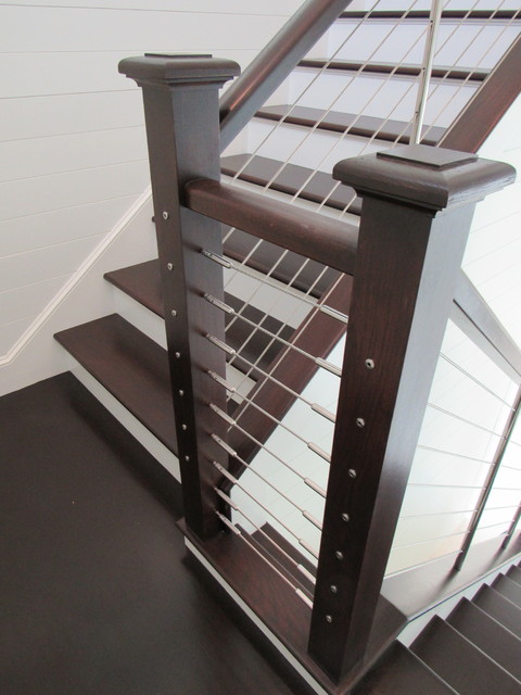 Cable Rail & Box Newel Post Theme Railing System,  Vero Beach FL nyklassisk-trappe