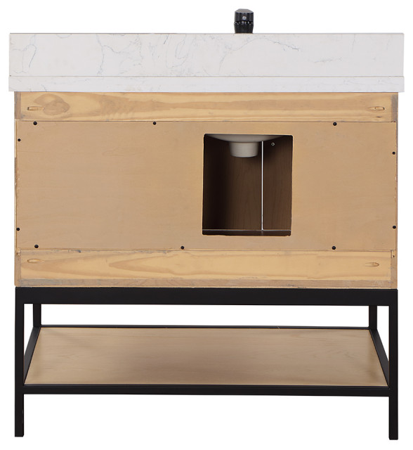 Wildy Washed Oak Bathroom Vanity Set, 36" - Transitional - Bathroom ...