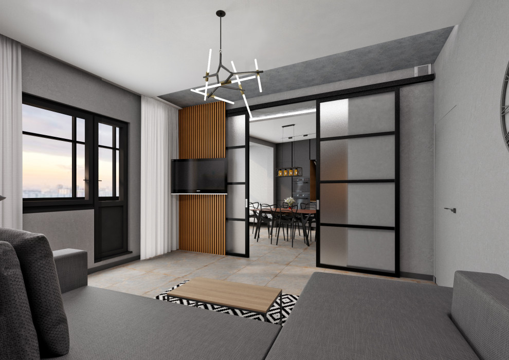 Дизайн-проект гостиной в стиле ЛОФТ