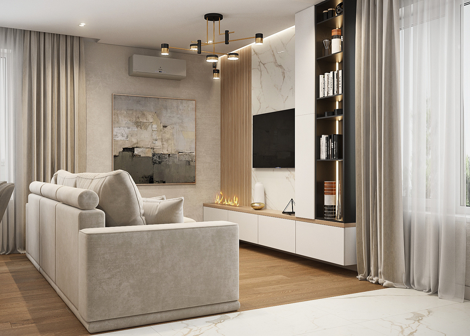 Элегантная современная трехкомнатная квартира