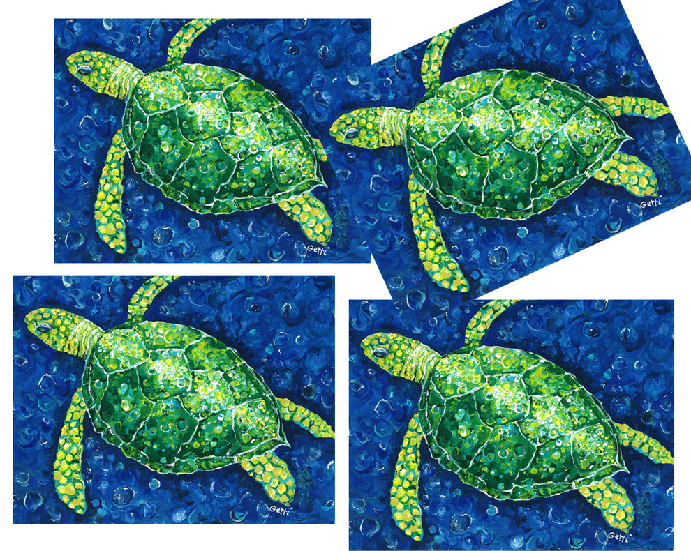 Sea Turtles Coral Mint Green Ocean Cotton Dinner Napkins by Roostery Set of 2