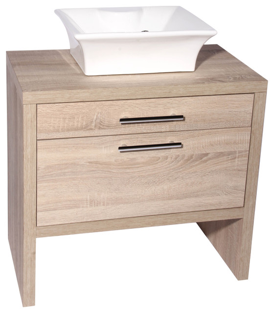 Montreal Natural Oak Bathroom Vanity With Cordoba Rectangular Vessel Sink, 32" Transitional