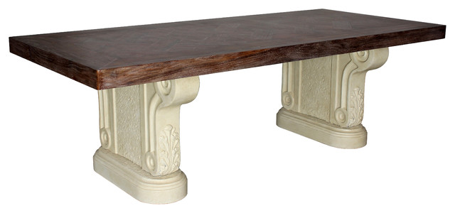 Cast Stone Dining Table (2 Pedestals)