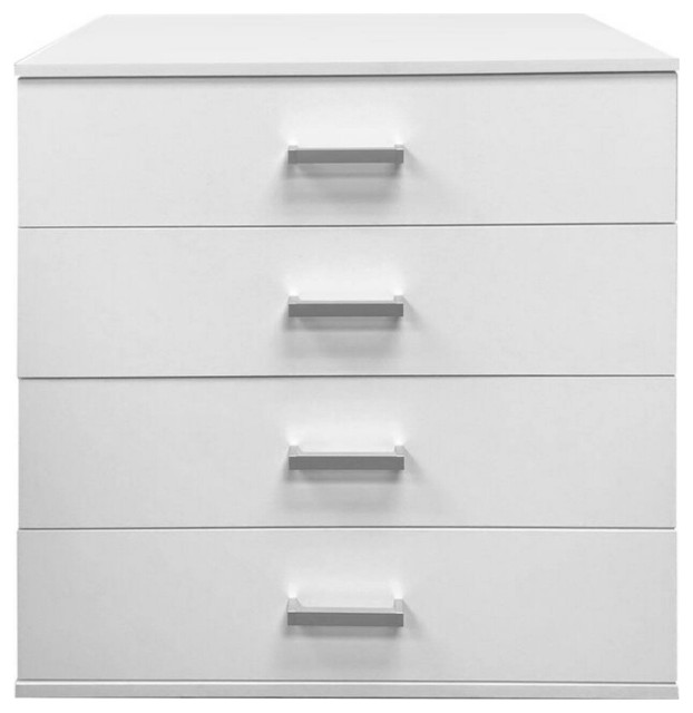 Modern Dresser, 4 Spacious Dresser With Elegant Chrome Pull Handles