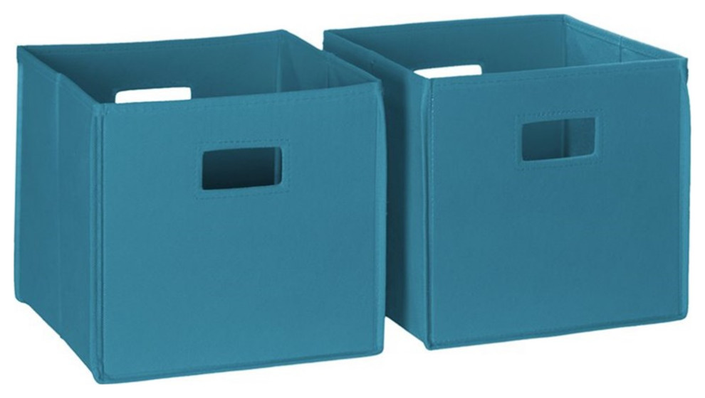 RiverRidge 2Piece Traditional Fabric Folding Storage Bin Set in Turquoise Contemporary