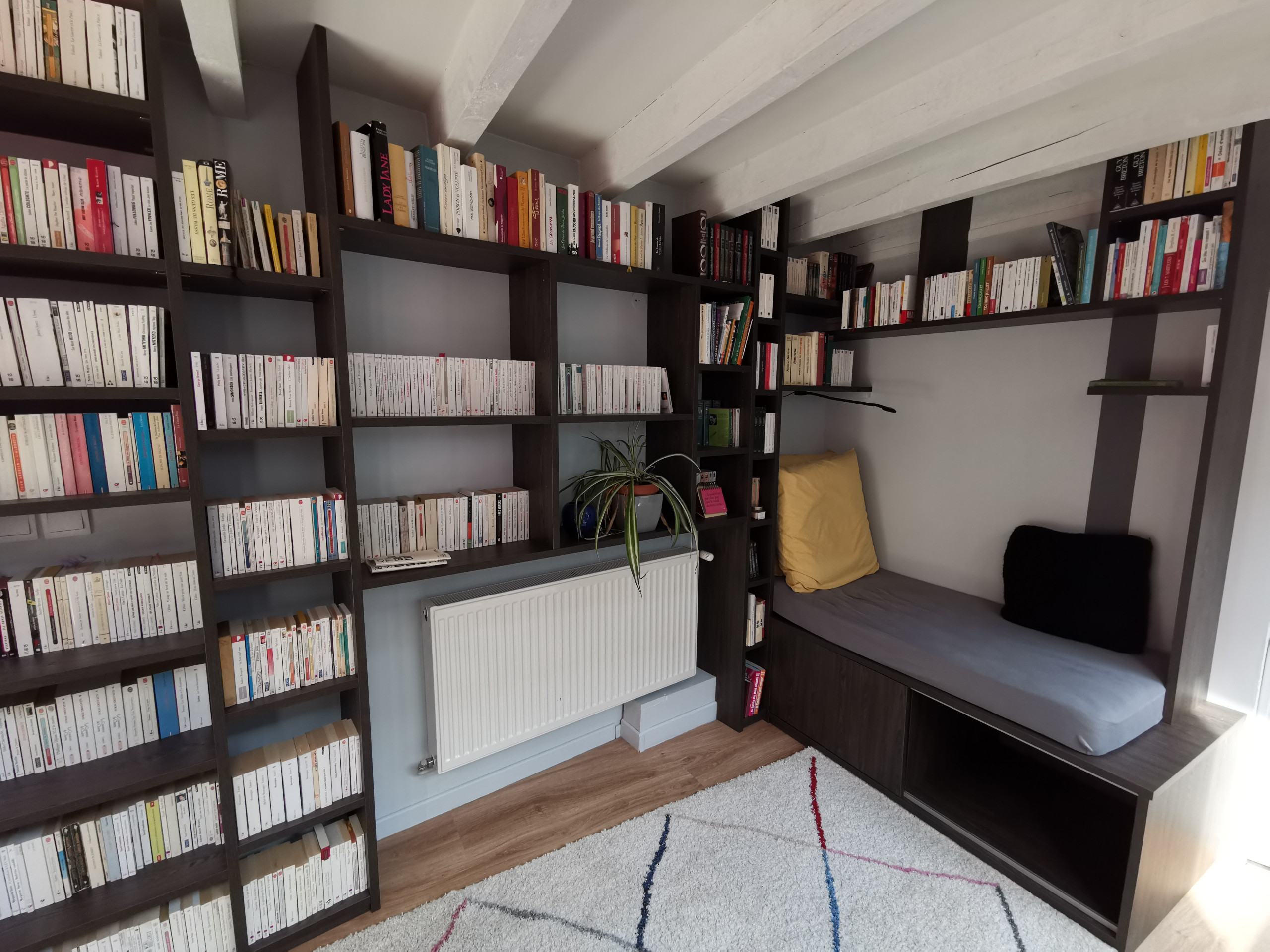 Bibliothèque avec coin lecture