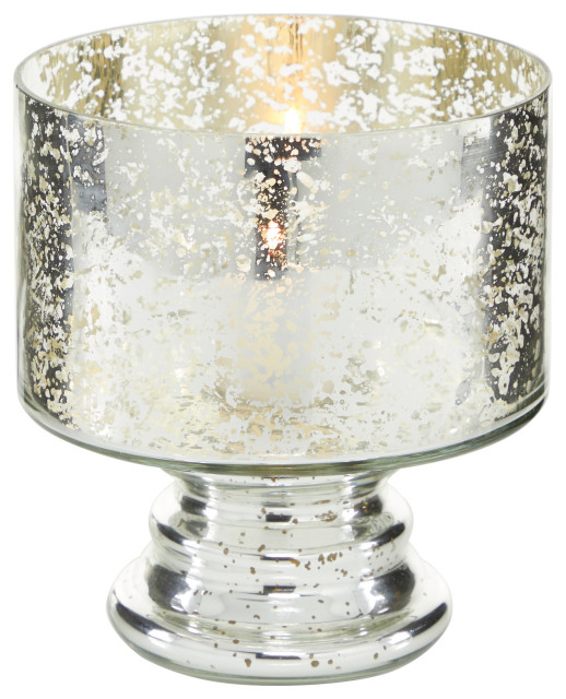 Contemporary Silver Glass Hurricane Lamp 24669