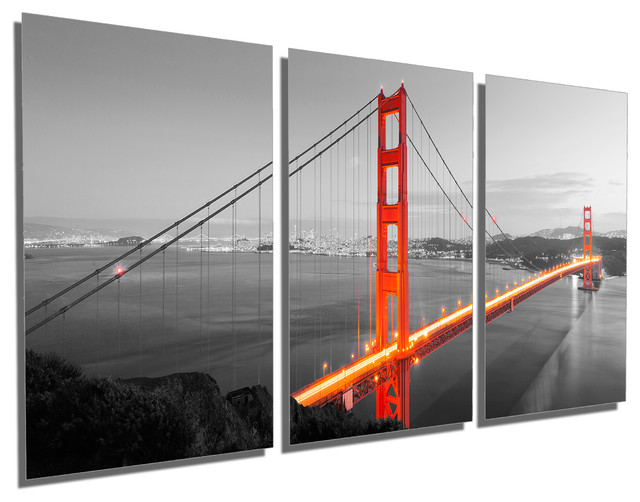 Sf Golden Gate Bridge Metal Print Wall Art 3 Panel Split Triptych 36x18 Sf Golden Gate Bridge Metal Print Wall Art 3 Panel Split Triptych 36x18