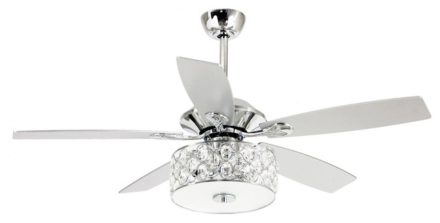 52 Crystal Ceiling Fan With Light 5 Blade Remote Control Chrome Contemporary Fans By Whoselamp Houzz 52 Crystal Ceiling Fan With Light 5, Contemporary White Ceiling Fan With Light