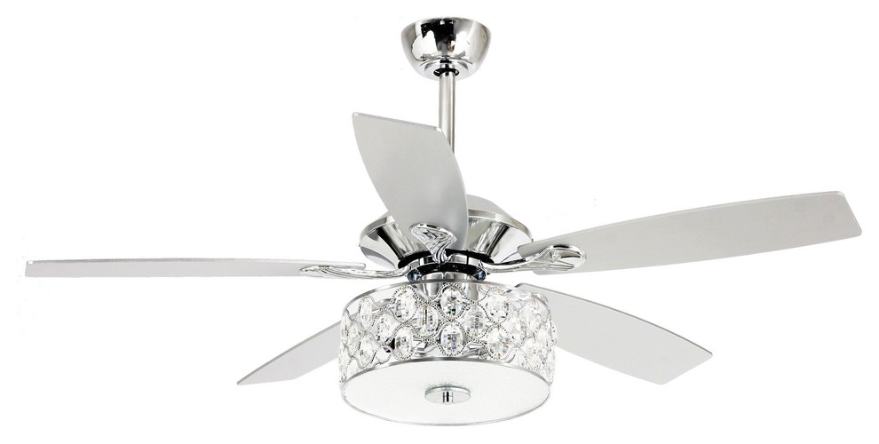 52 Crystal Ceiling Fan With Light 5 Blade Remote Control Chrome Contemporary Fans By Whoselamp Houzz - Black And Chrome Ceiling Fan With Lights