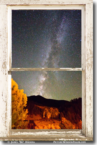 Autumn Milky Way Night Sky Rustic Window View Acrylic Print