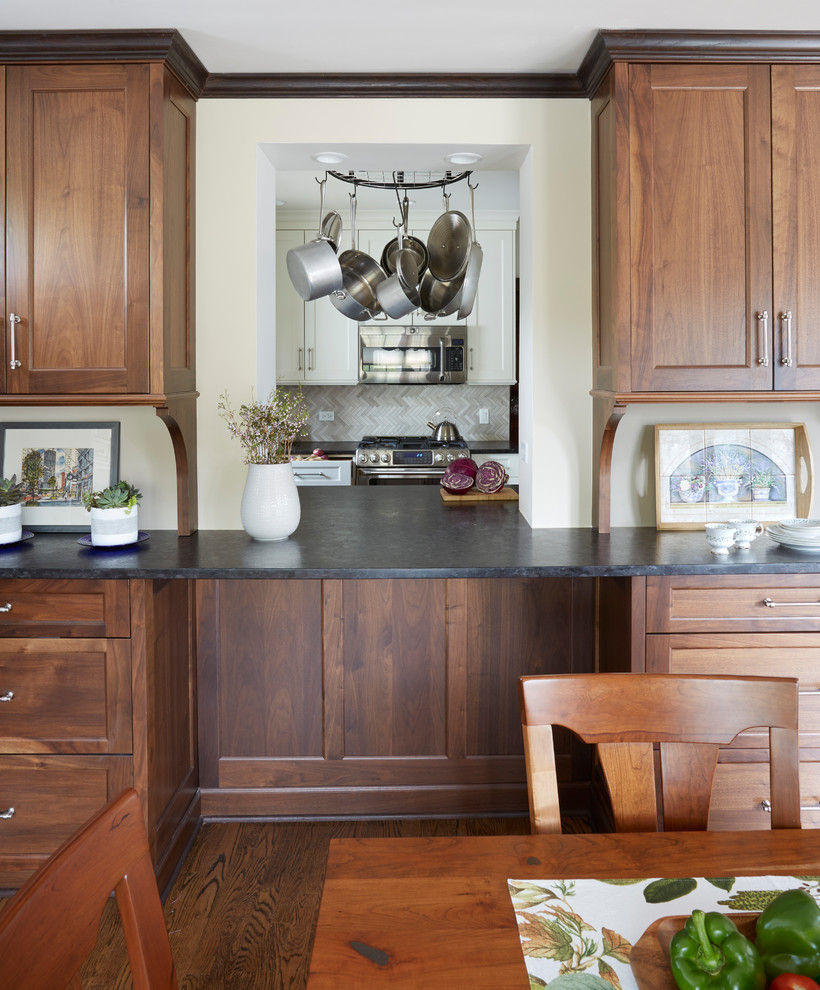 Transitional dining room photo in Chicago